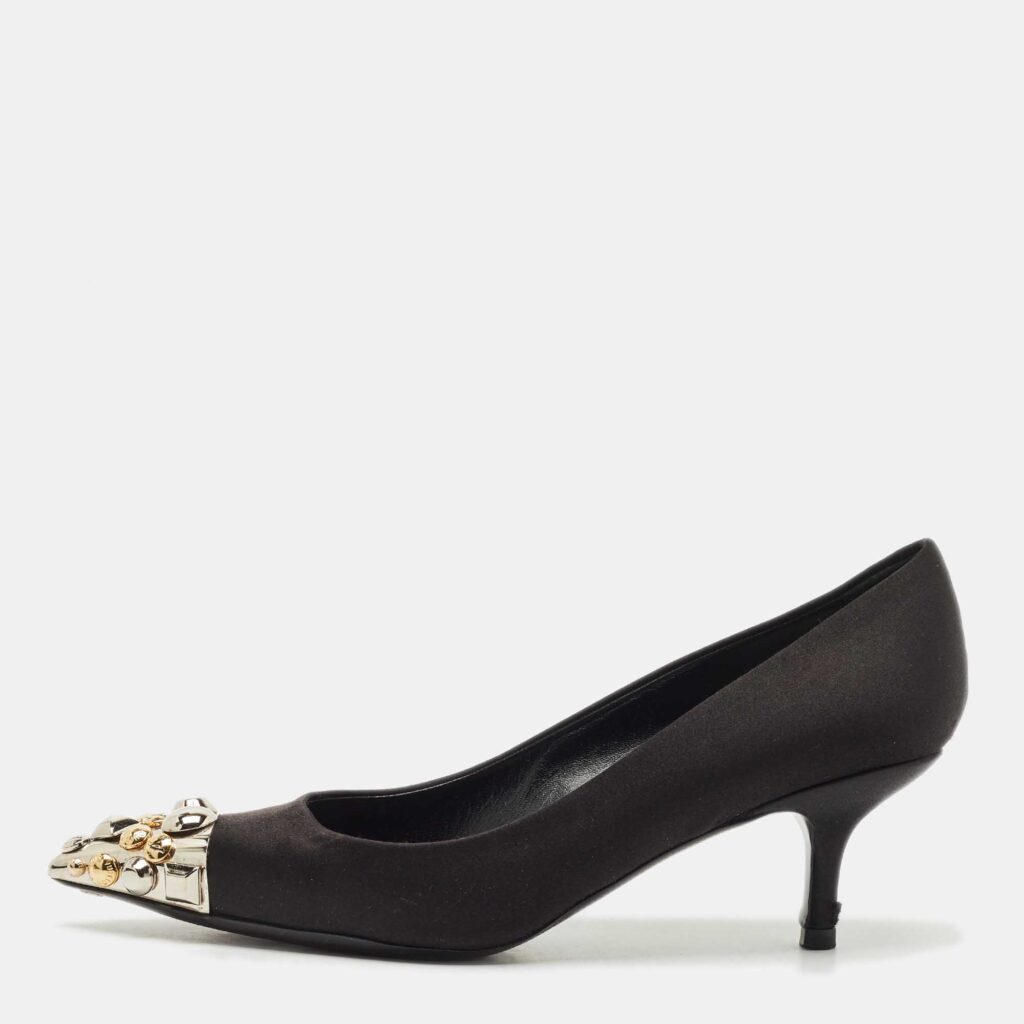 Louis Vuitton Black Satin Bernice Studded Pumps Size 37.5 Louis Vuitton Black Satin Bernice Studded Pumps Size 37.5