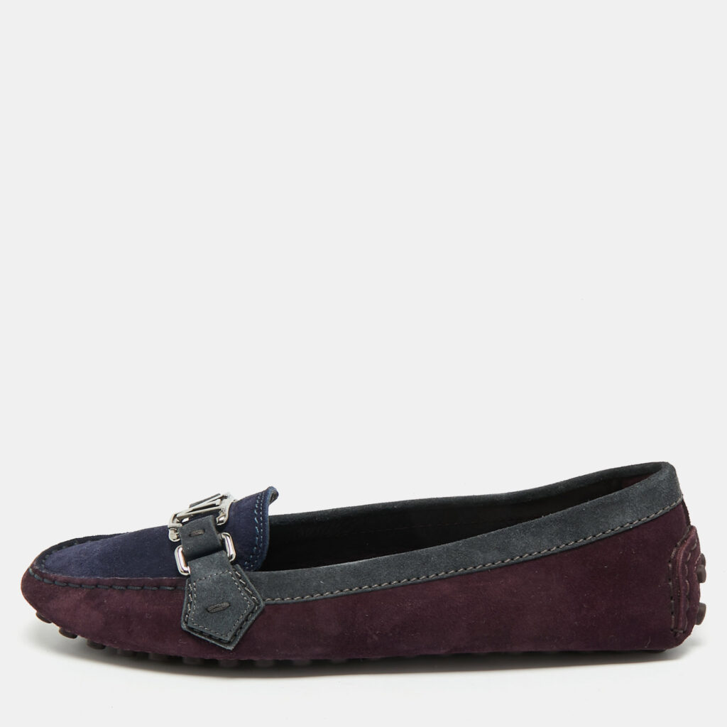 Louis Vuitton Purple/Navy Blue Suede Oxford Loafers Size 38.5 Louis Vuitton Purple/Navy Blue Suede Oxford Loafers Size 38.5