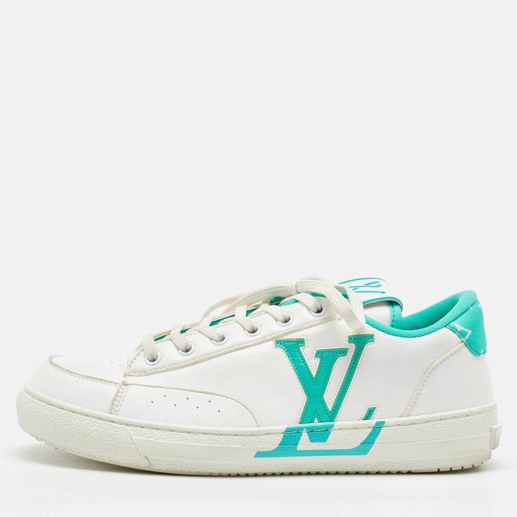 Louis Vuitton White/Green Leather Charlie Low Top Sneakers Size 38.5 Louis Vuitton White/Green Leather Charlie Low Top Sneakers Size 38.5