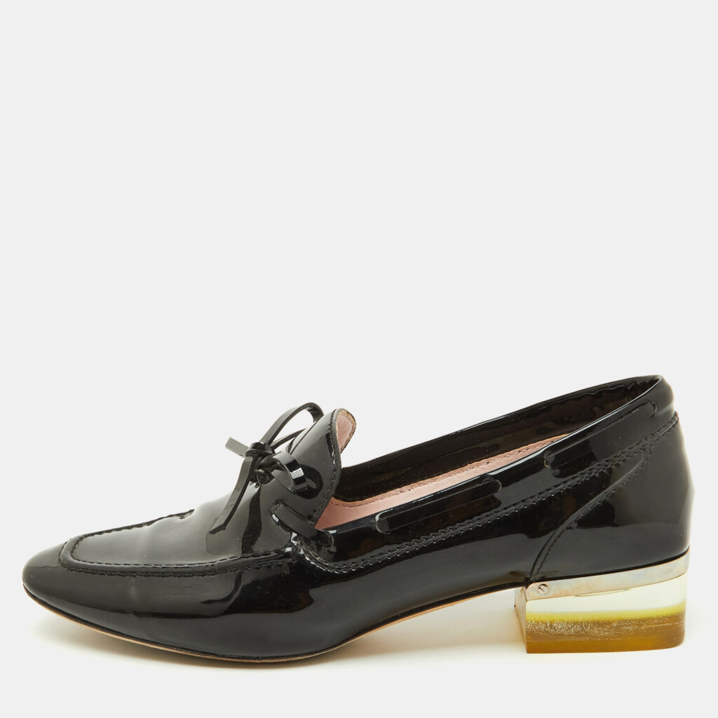 Dior Black Patent Leather Bow Slip On Loafer Pumps Size 37.5 Dior Black Patent Leather Bow Slip On Loafer Pumps Size 37.5