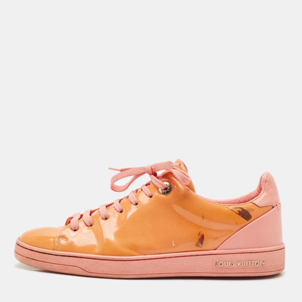Louis Vuitton Pink/Orange Patent Leather Frontrow Sneakers Size 38