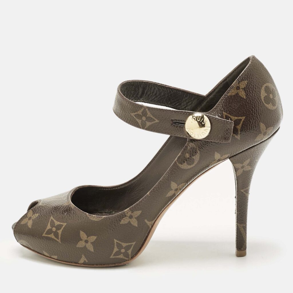 Louis Vuitton Brown Monogram Canvas Ritual Mary Jane Peep Toe Pumps Size 37.5 Louis Vuitton Brown Monogram Canvas Ritual Mary Jane Peep Toe Pumps Size 37.5