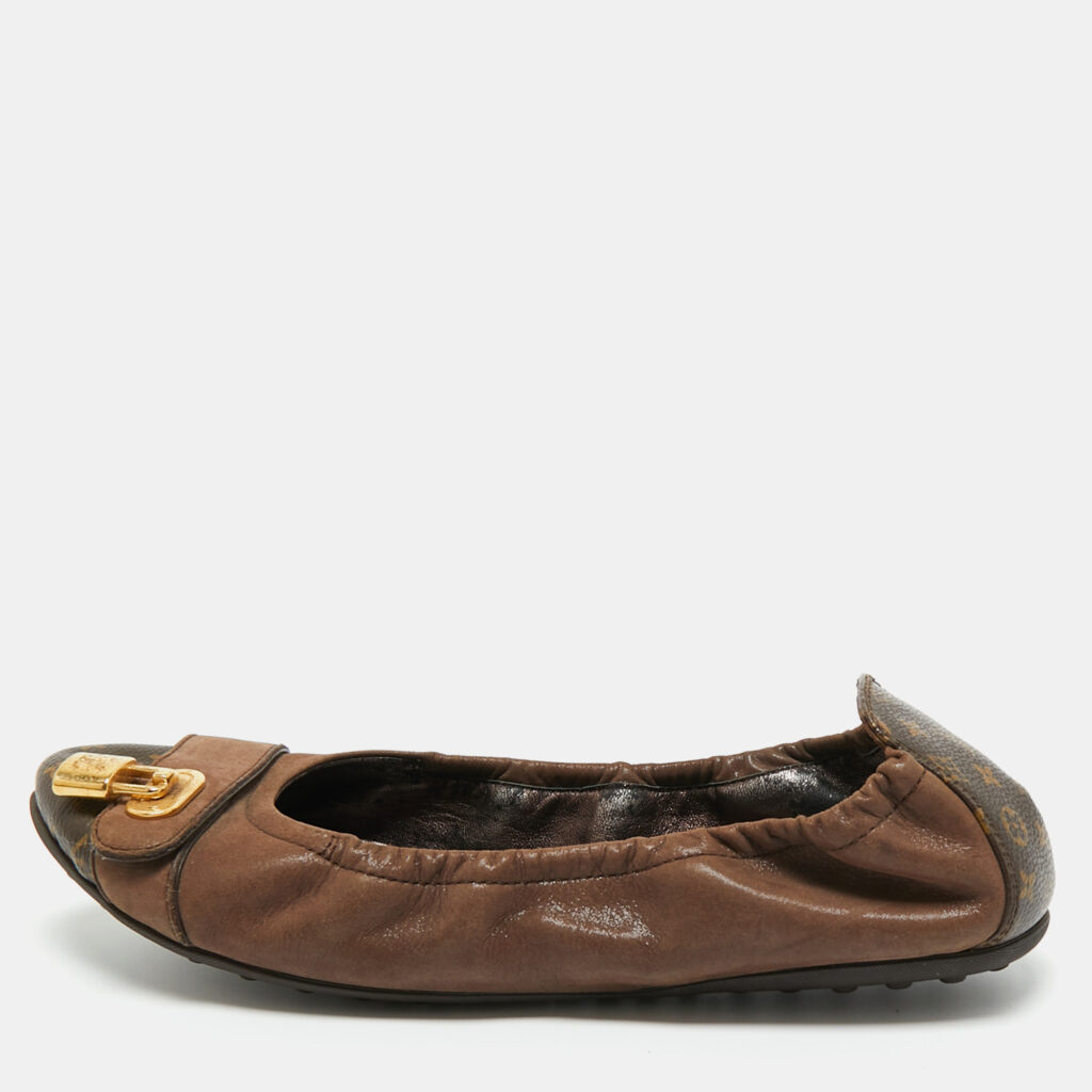 Louis Vuitton Brown Monogram Canvas and Shimmer Leather Lucky Ballet Flats Size 39 Louis Vuitton Brown Monogram Canvas and Shimmer Leather Lucky Ballet Flats Size 39