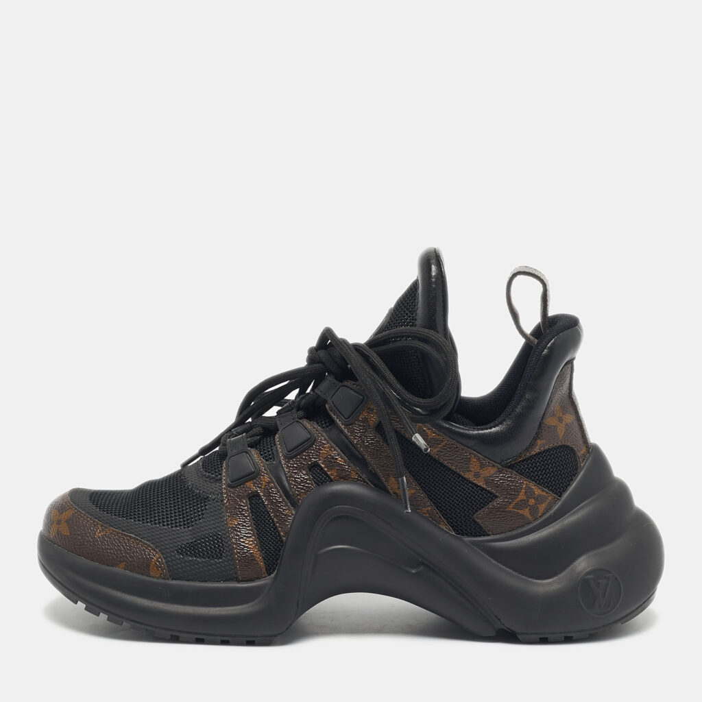 Louis Vuitton Brown/Black Monogram Canvas And Leather Archlight Sneakers Size 38.5