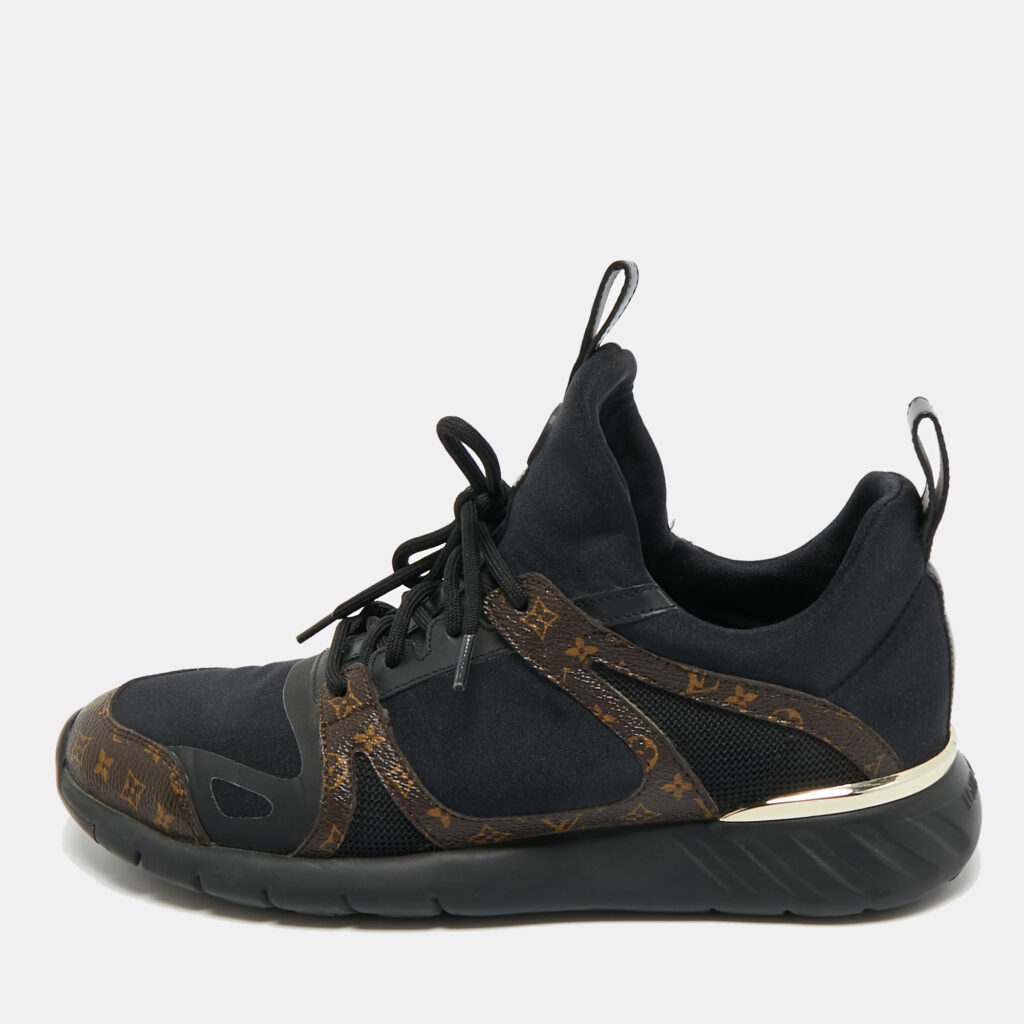 Louis Vuitton Black/Brown Fabric And Monogram Canvas Aftergame Sneakers Size 39 Louis Vuitton Black/Brown Fabric And Monogram Canvas Aftergame Sneakers Size 39