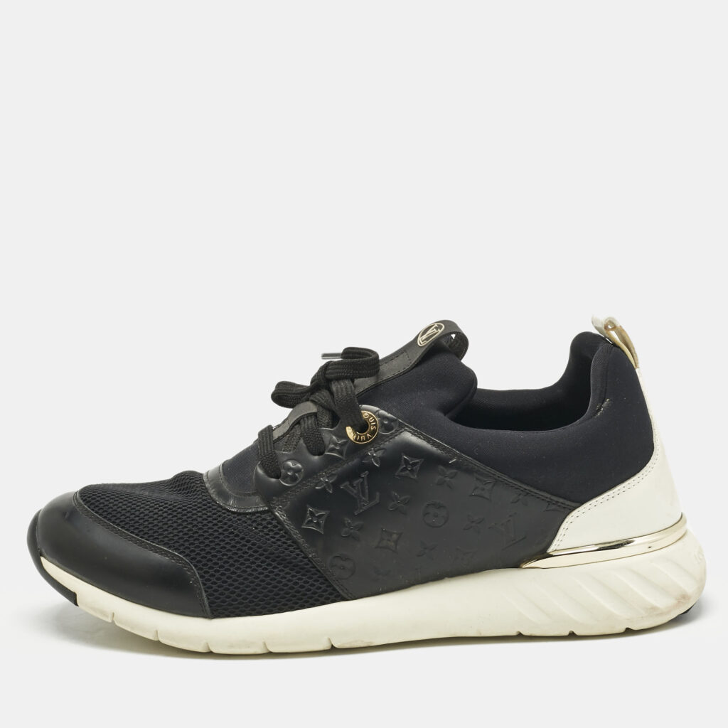Louis Vuitton Black Knit Fabric and Monogram Leather Aftergame Lace Up Sneakers Size 39 Louis Vuitton Black Knit Fabric and Monogram Leather Aftergame Lace Up Sneakers Size 39