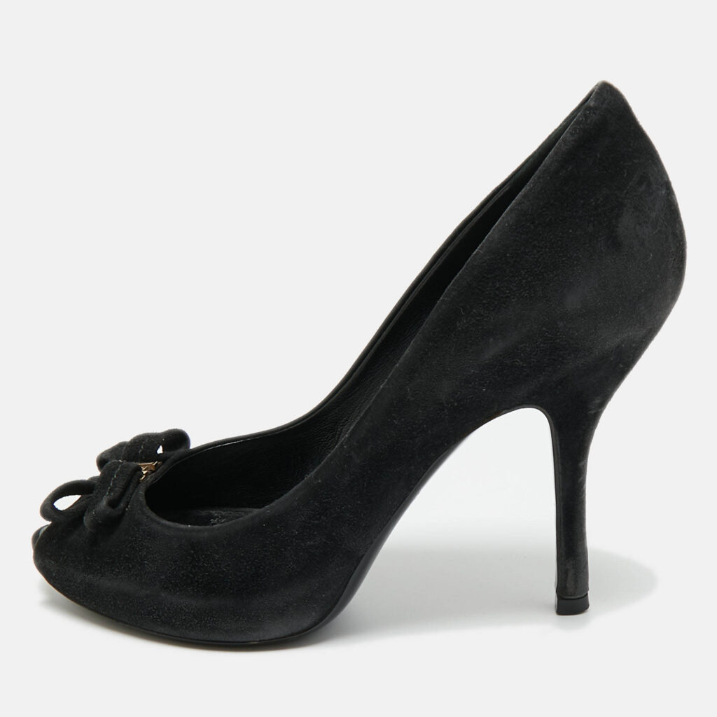 Louis Vuitton Black Suede Peep Toe Pumps Size 36