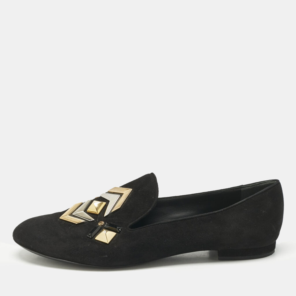 Louis Vuitton Black Suede Stud Embellished Smoking Slippers Size 39.5 Louis Vuitton Black Suede Stud Embellished Smoking Slippers Size 39.5