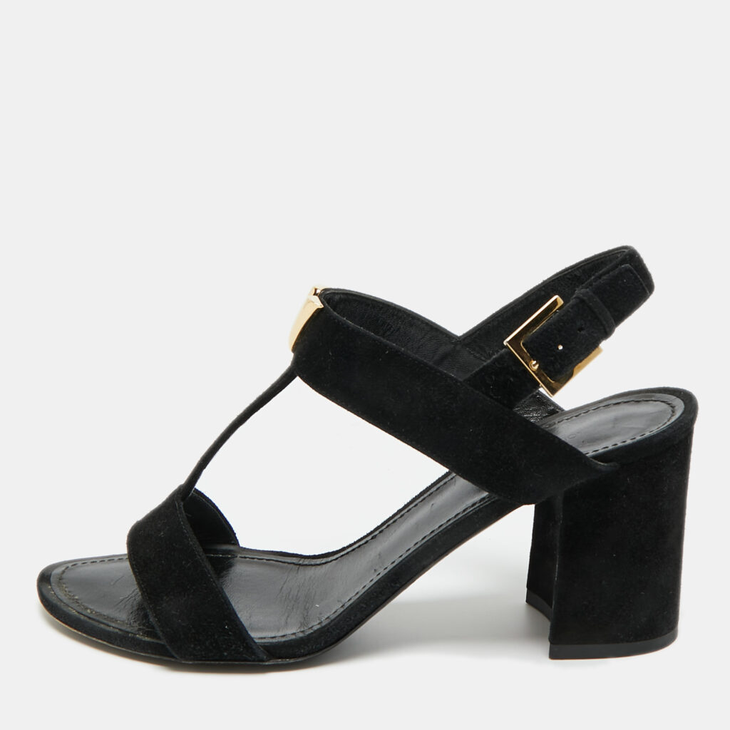 Louis Vuitton Black Suede Medallion Sandals Size 38 Louis Vuitton Black Suede Medallion Sandals Size 38