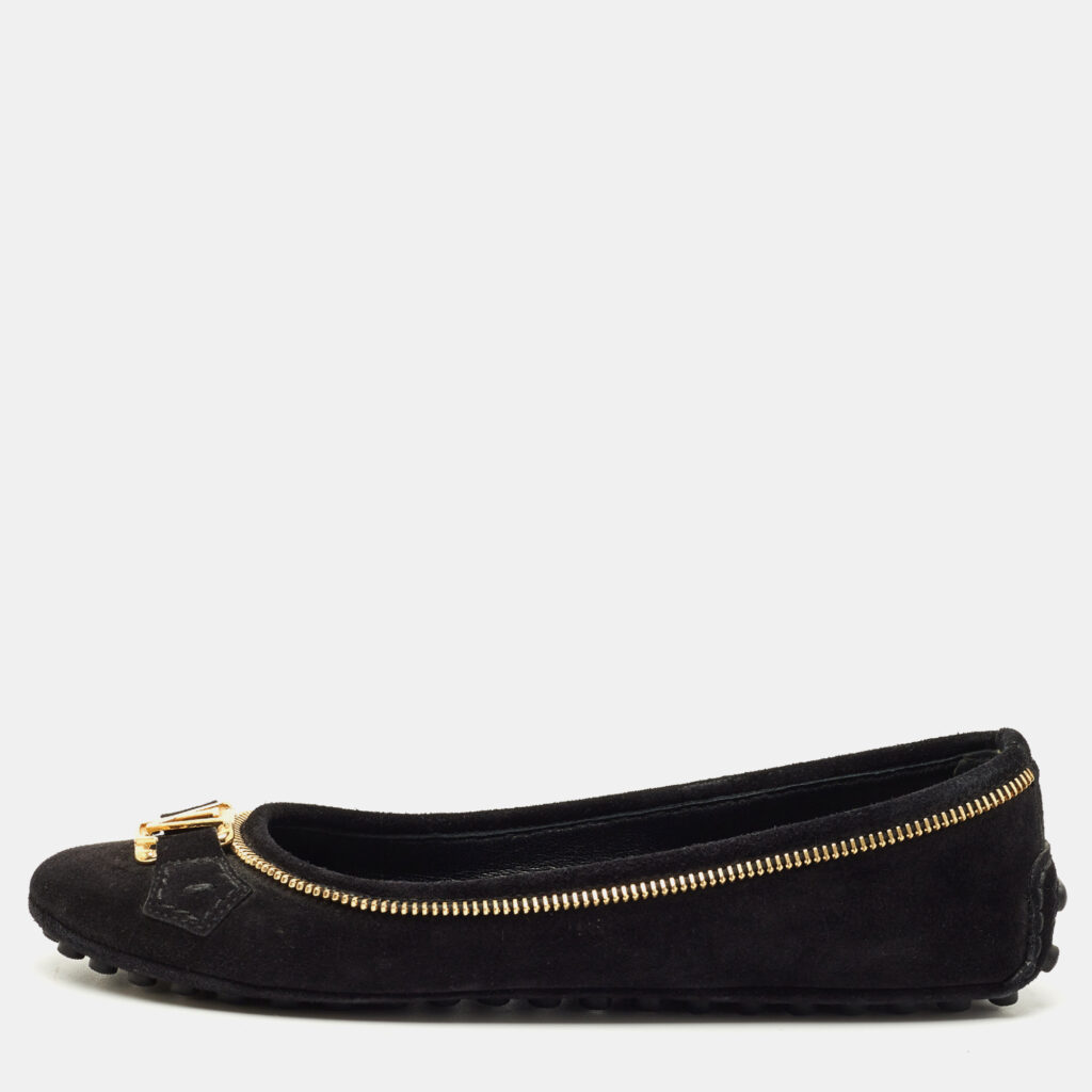 Louis Vuitton Black Glitter Suede Oxford Ballet Flats Size 36 Louis Vuitton Black Glitter Suede Oxford Ballet Flats Size 36