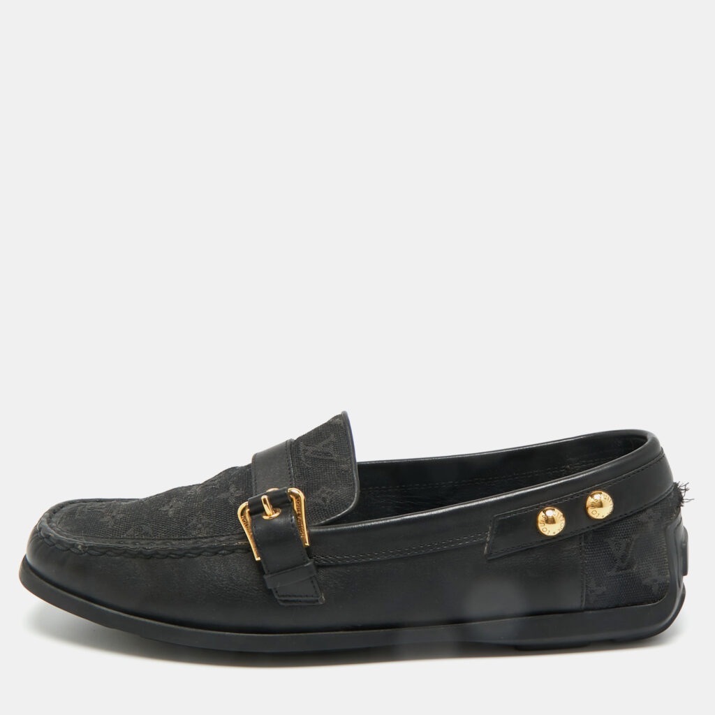 Louis Vuitton Black Canvas and Leather Buckle Loafers Size 40.5 Louis Vuitton Black Canvas and Leather Buckle Loafers Size 40.5