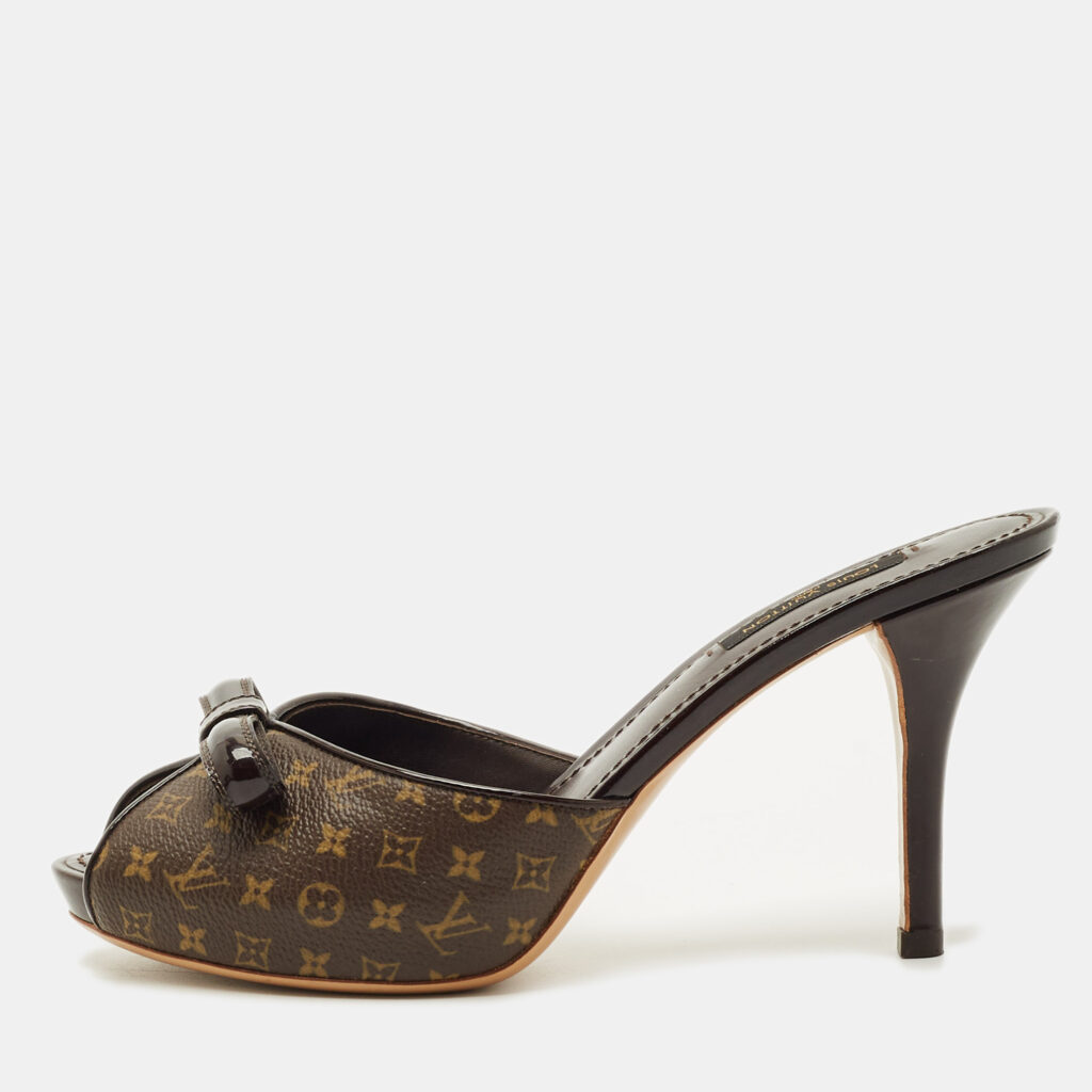 Louis Vuitton Brown Monogram Canvas Malibu Slide Sandals Size 36.5