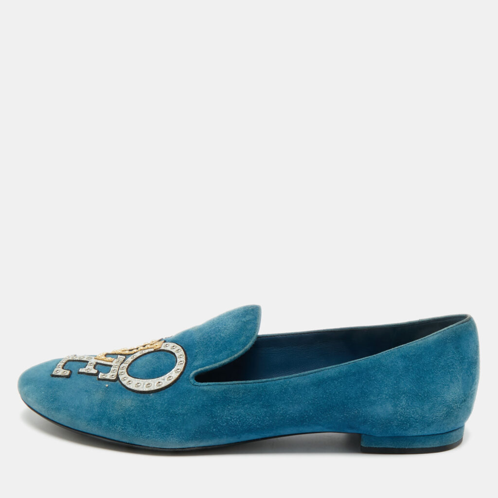 Louis Vuitton Blue Suede Addict Smoking Slippers Size 38.5 Louis Vuitton Blue Suede Addict Smoking Slippers Size 38.5