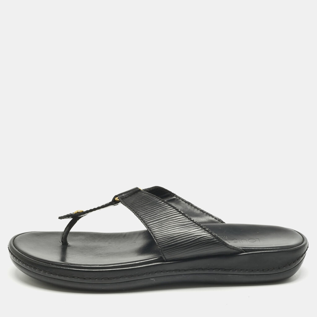 Louis Vuitton Black Leather Thong Sandals Size 39.5 Louis Vuitton Black Leather Thong Sandals Size 39.5