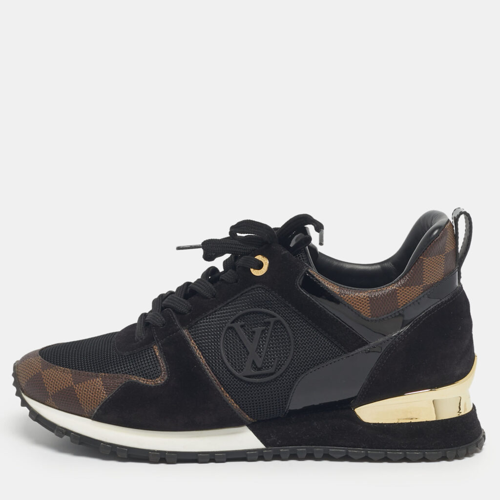 Louis Vuitton Black/Brown Mesh and Monogram Canvas Run Away Sneakers Size 40 Louis Vuitton Black/Brown Mesh and Monogram Canvas Run Away Sneakers Size 40