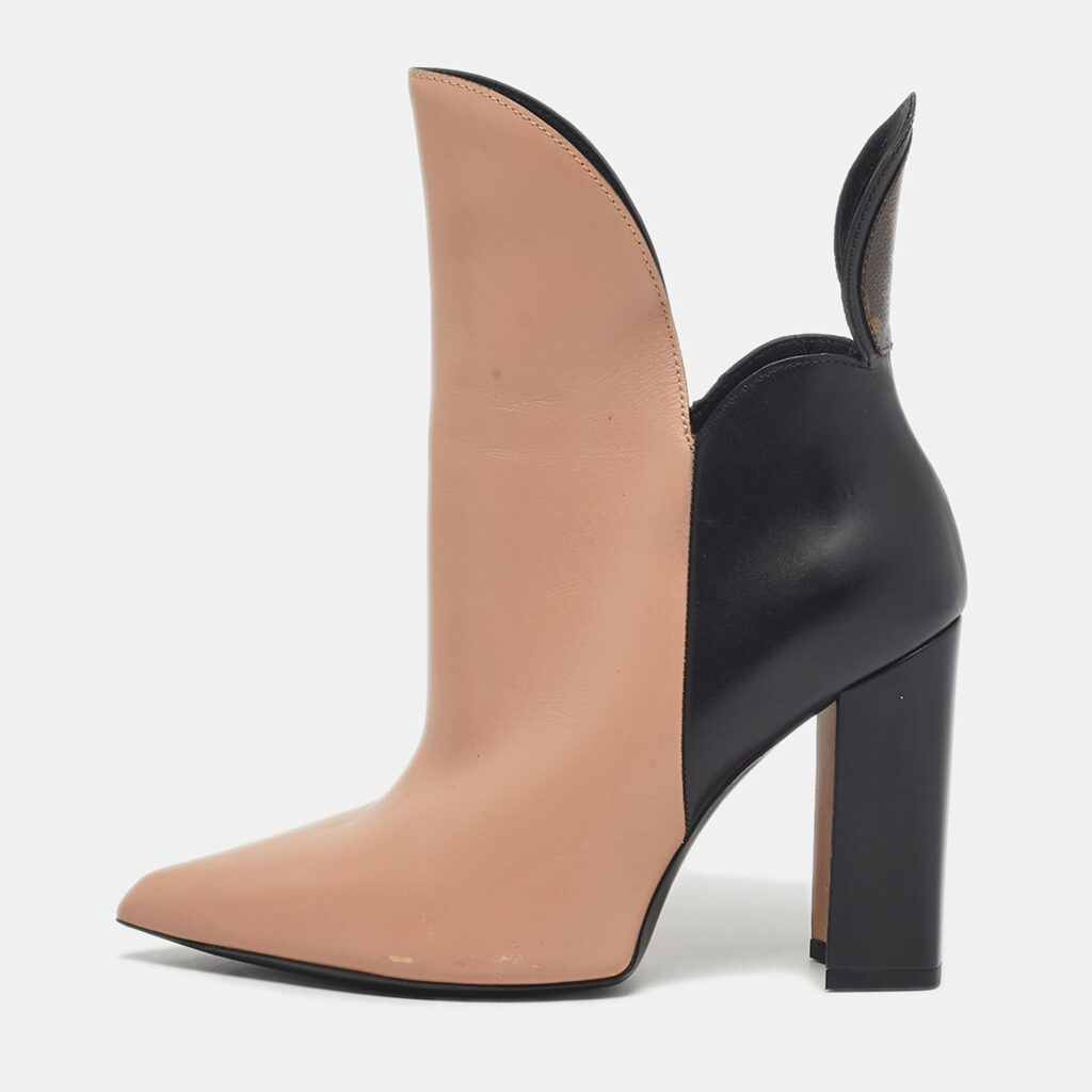 Louis Vuitton Pink/Black Leather Gamble Diva Boots Size 37.5