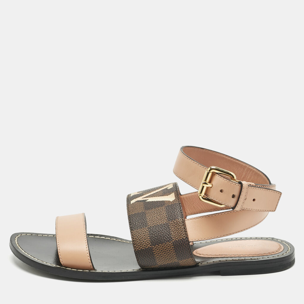 Louis Vuitton Brown Monogram Coated Canvas and Leather Passenger Flat Sandals Size 37.5 Louis Vuitton Brown Monogram Coated Canvas and Leather Passenger Flat Sandals Size 37.5