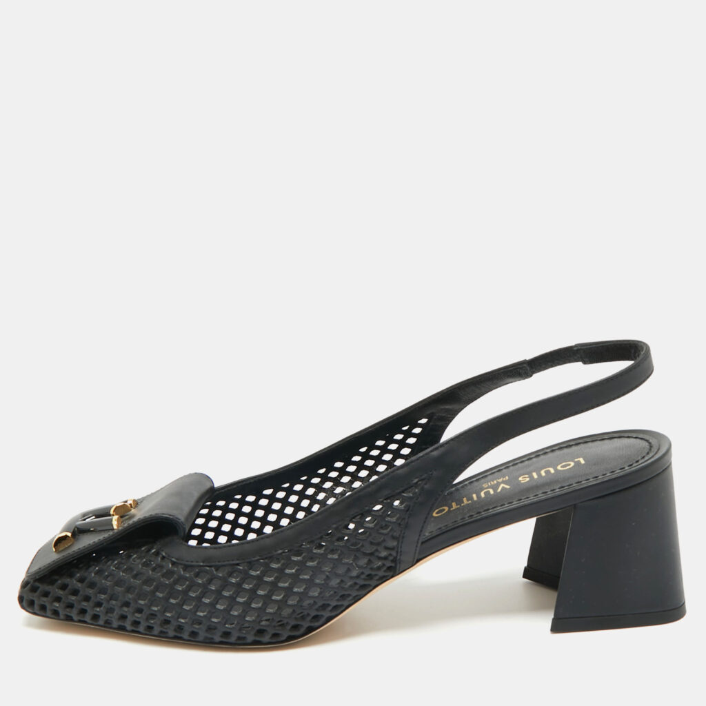 Louis Vuitton Black Leather Perforated Shake Slingback Pumps Size 41 Louis Vuitton Black Leather Perforated Shake Slingback Pumps Size 41