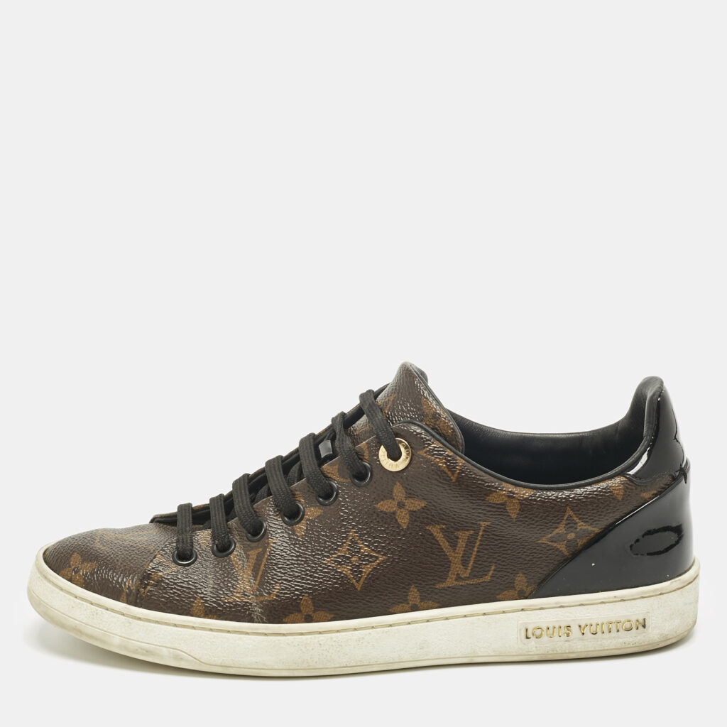Louis Vuitton Brown/Black Monogram Canvas and Leather Frontrow Sneakers Size 37.5
