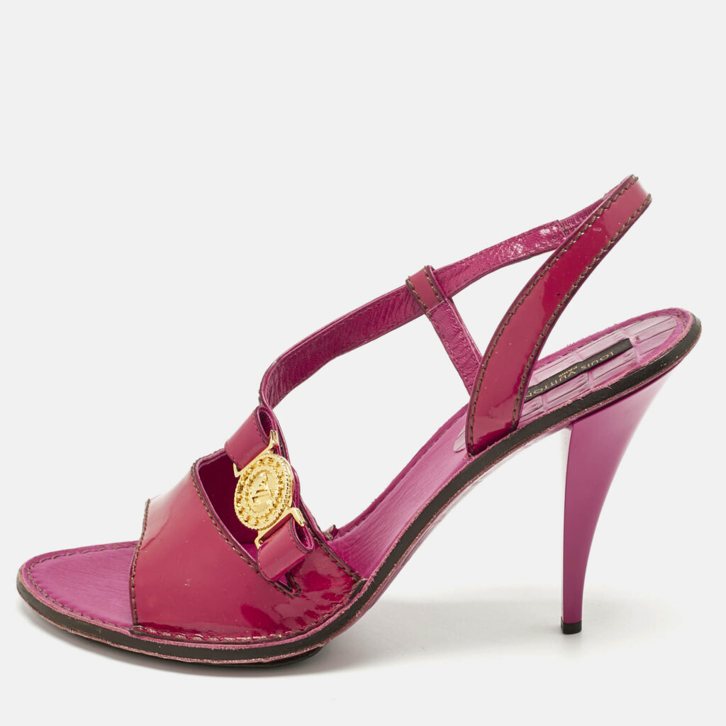 Louis Vuitton Pink Patent Leather Slingback Sandals Size 39.5