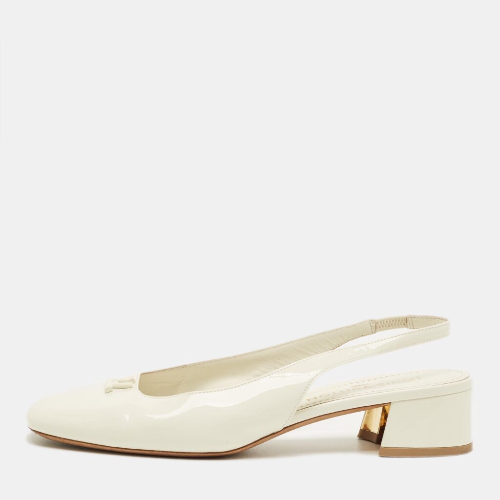 Louis Vuitton Cream Patent Leather Slingback Pumps Size 40 Louis Vuitton Cream Patent Leather Slingback Pumps Size 40