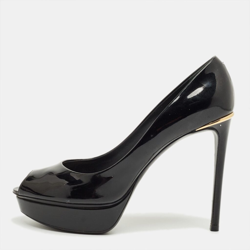 Louis Vuitton Black Patent Leather Eyeline Peep Toe Pumps Size 37.5 Louis Vuitton Black Patent Leather Eyeline Peep Toe Pumps Size 37.5