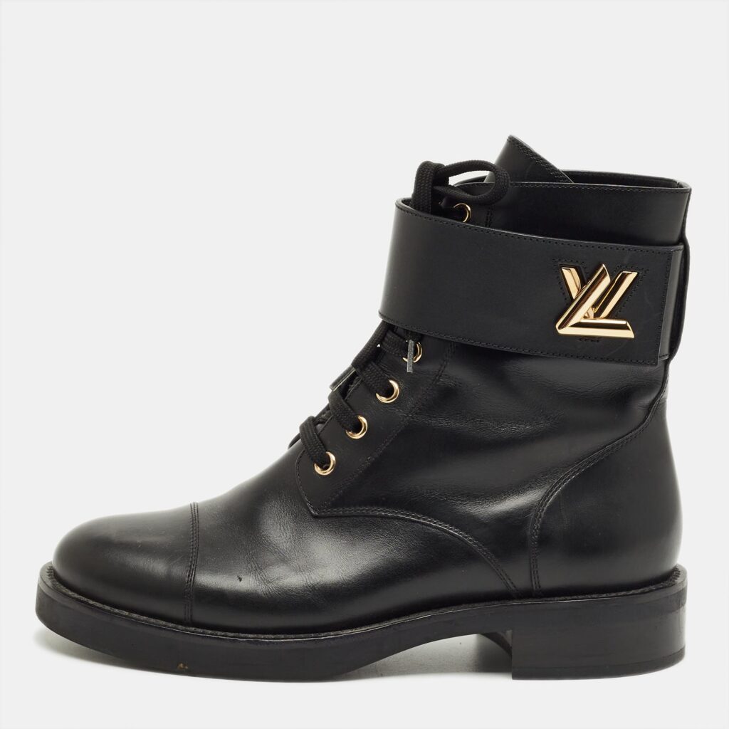 Louis Vuitton Black Leather Wonderland Ranger Combat Boots Size 38 Louis Vuitton Black Leather Wonderland Ranger Combat Boots Size 38