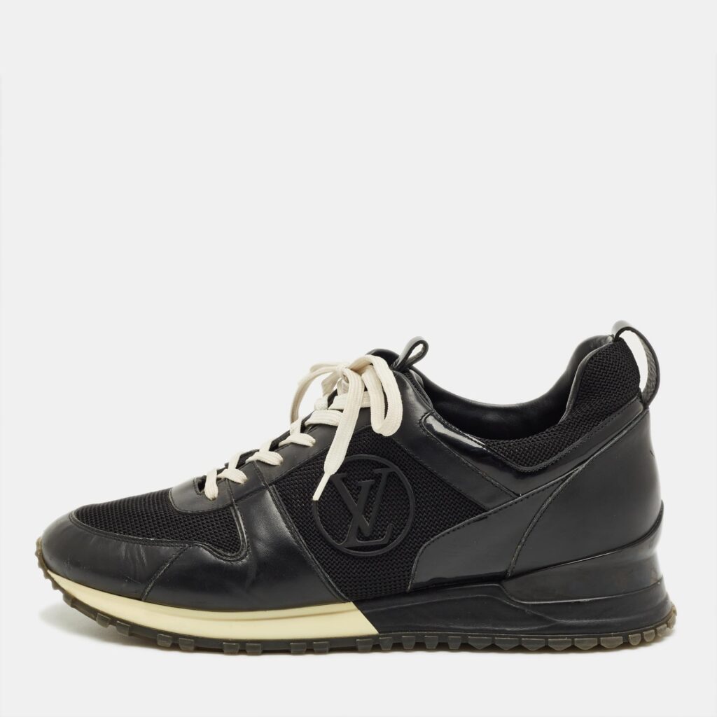 Louis Vuitton Black Leather and Mesh Run Away Sneakers Size 39.5