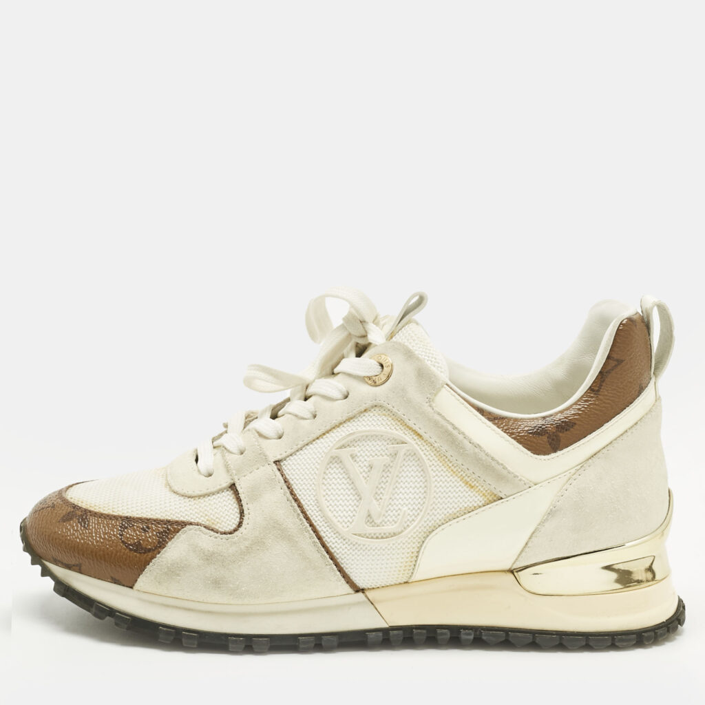 Louis Vuitton White Monogram Canvas and Mesh Run Away Lace Up Sneakers Size 36 Louis Vuitton White Monogram Canvas and Mesh Run Away Lace Up Sneakers Size 36