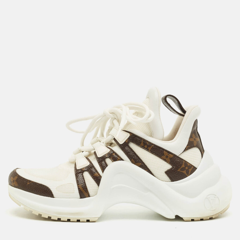 Louis Vuitton White Mesh and Monogram Canvas Archlight Sneakers Size 37 Louis Vuitton White Mesh and Monogram Canvas Archlight Sneakers Size 37