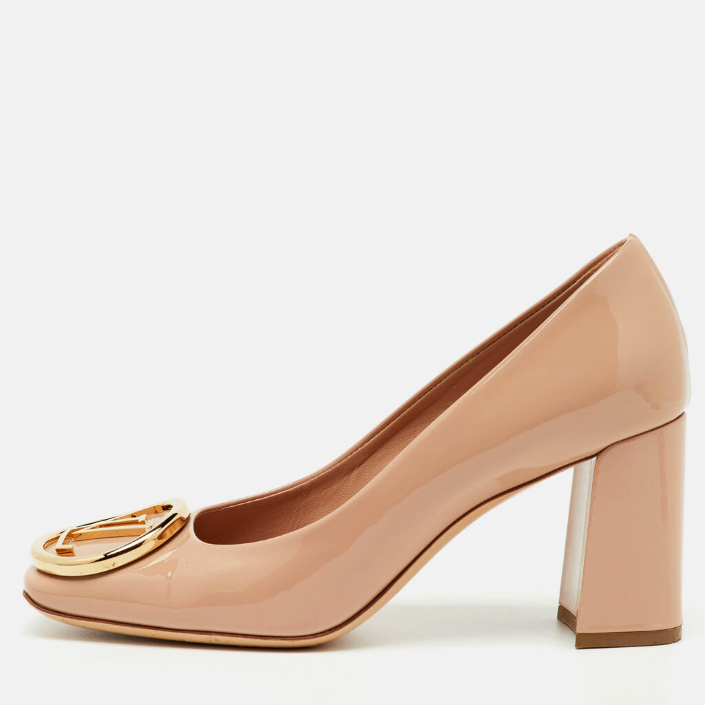 Louis Vuitton Beige Patent Leather Madeleine Square Toe Pumps Size 37.5 Louis Vuitton Beige Patent Leather Madeleine Square Toe Pumps Size 37.5
