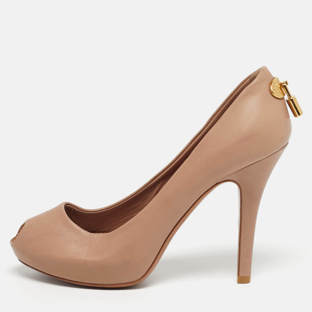 Louis Vuitton Beige Leather Oh Really! Peep Toe Pumps 35.5