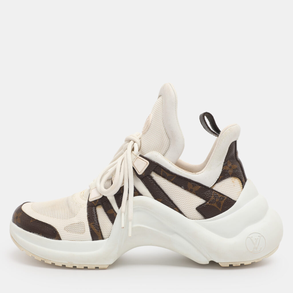 Louis Vuitton White/Brown Canvas and Mesh Archlight Sneakers Size 38.5 Louis Vuitton White/Brown Canvas and Mesh Archlight Sneakers Size 38.5