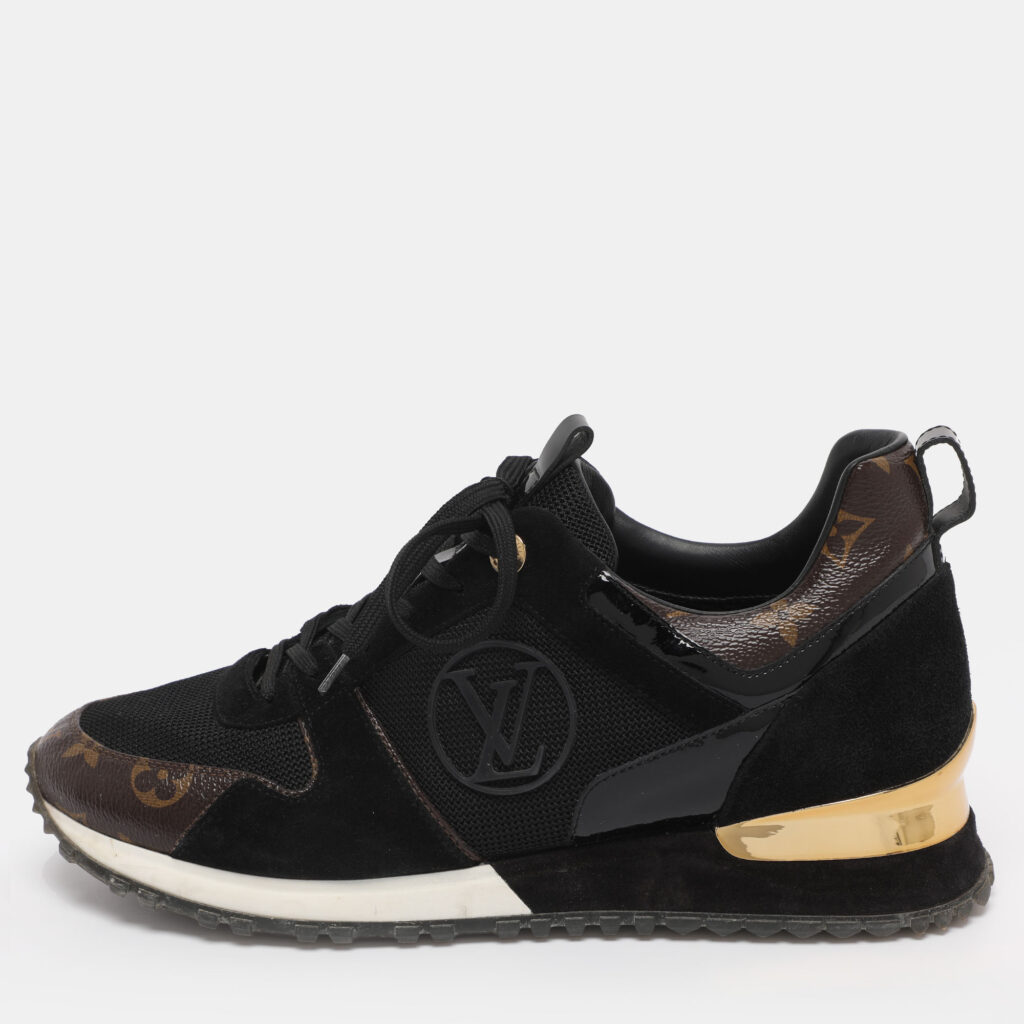 Louis Vuitton Black/Brown Mesh and Monogram Canvas Run Away Sneakers Size 40 Louis Vuitton Black/Brown Mesh and Monogram Canvas Run Away Sneakers Size 40