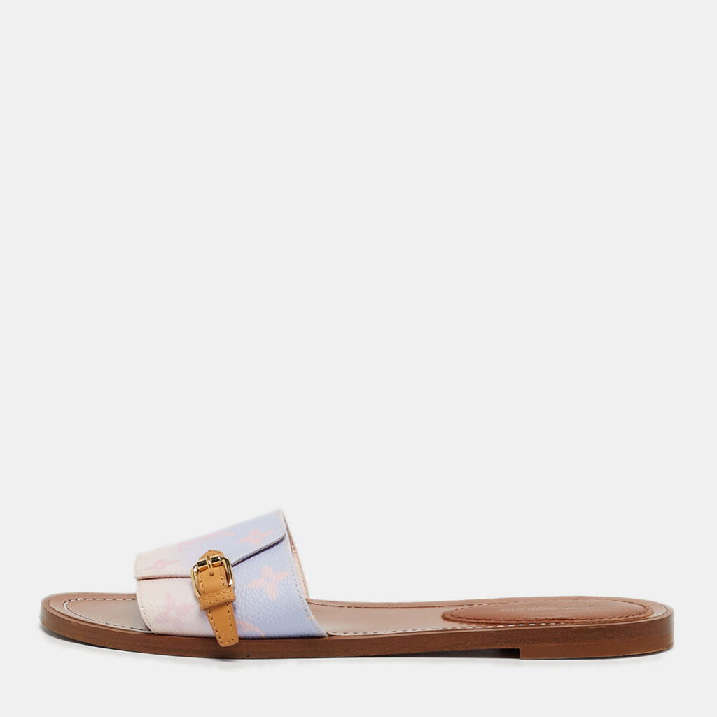 Louis Vuitton Lock It Size 38.5 Pink/Purple Canvas Flat Slide