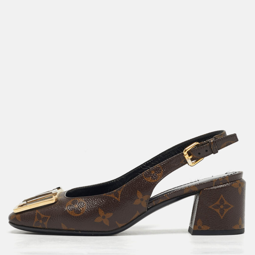 Louis Vuitton Madeleine Size 36 Brown Damier Canvas Slingback Pumps
