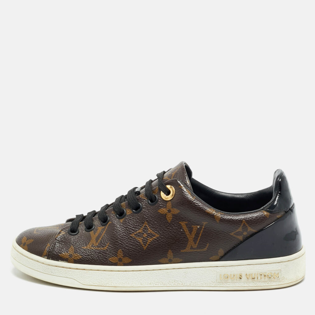 Louis Vuitton Frontrow Size 35 Brown Coated Canvas and Patent Leather Low Top Sneakers Louis Vuitton Frontrow Size 35 Brown Coated Canvas and Patent Leather Low Top Sneakers
