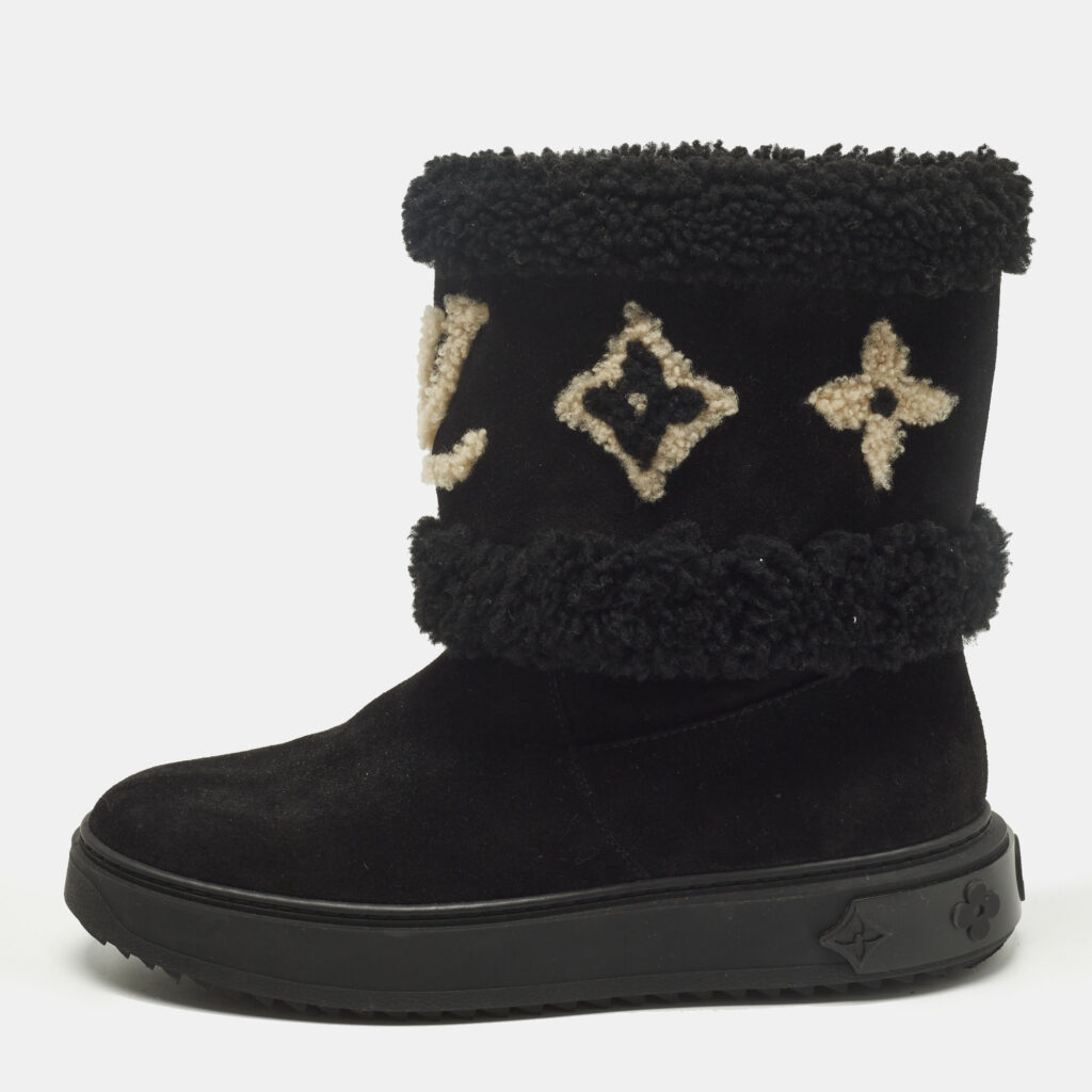 luxury-women-louis-vuitton-used-shoes-p1251186-001-1.jpg Louis Vuitton Snowdrop Size 39 Black Suede Snow Boots