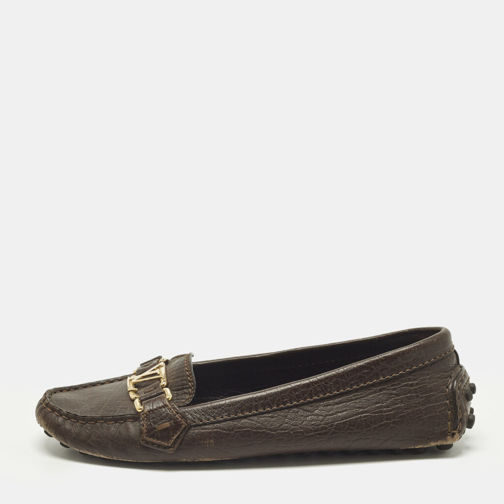 Louis Vuitton Oxford Size 37.5 Dark Brown Leather Loafers Louis Vuitton Oxford Size 37.5 Dark Brown Leather Loafers