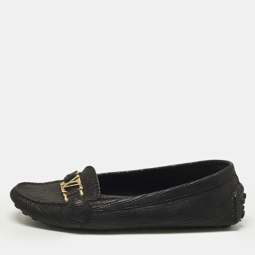 Louis Vuitton Oxford Size 40 Black Epi Leather Loafers