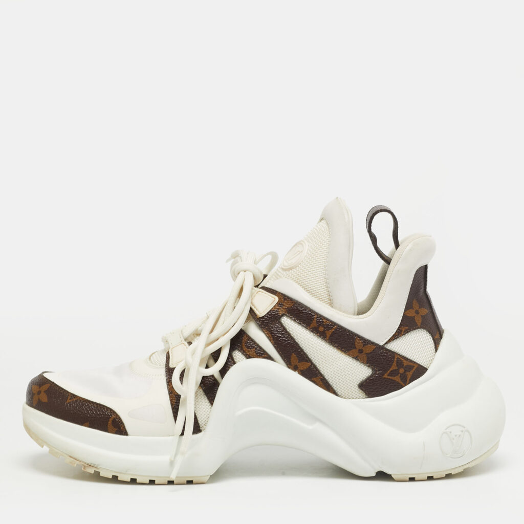 Louis Vuitton Archlight Size 40 White/Brown Leather and Mesh Low Top Sneakers Louis Vuitton Archlight Size 40 White/Brown Leather and Mesh Low Top Sneakers