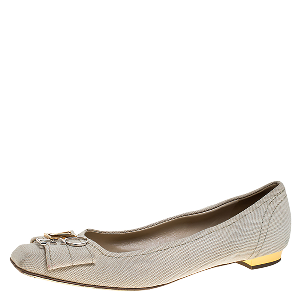 Louis Vuitton Off-White Canvas Love Logo Ballet Flats Size 39.5 Louis Vuitton Off-White Canvas Love Logo Ballet Flats Size 39.5