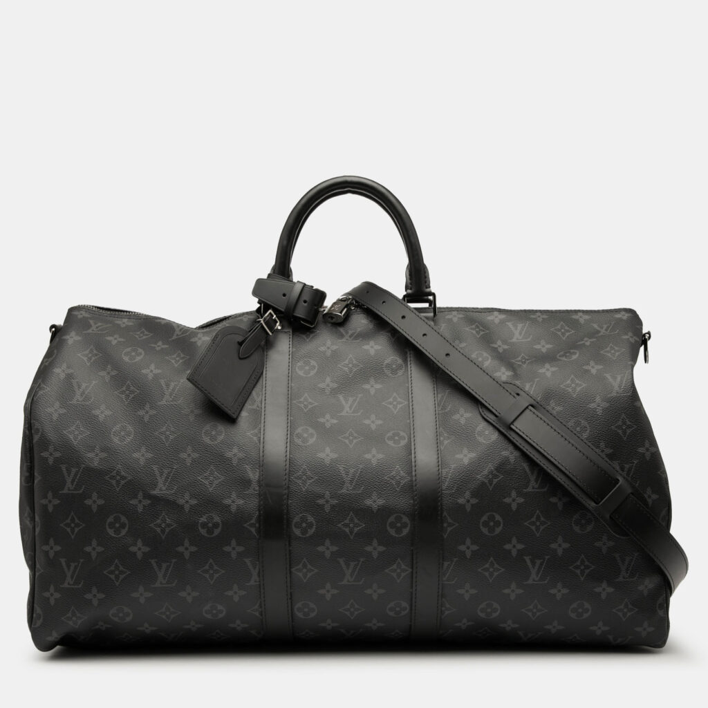 luxury-women-louis-vuitton-used-travel-p1241541-009.jpg Louis Vuitton Black Monogram Eclipse Keepall Bandouliere 55