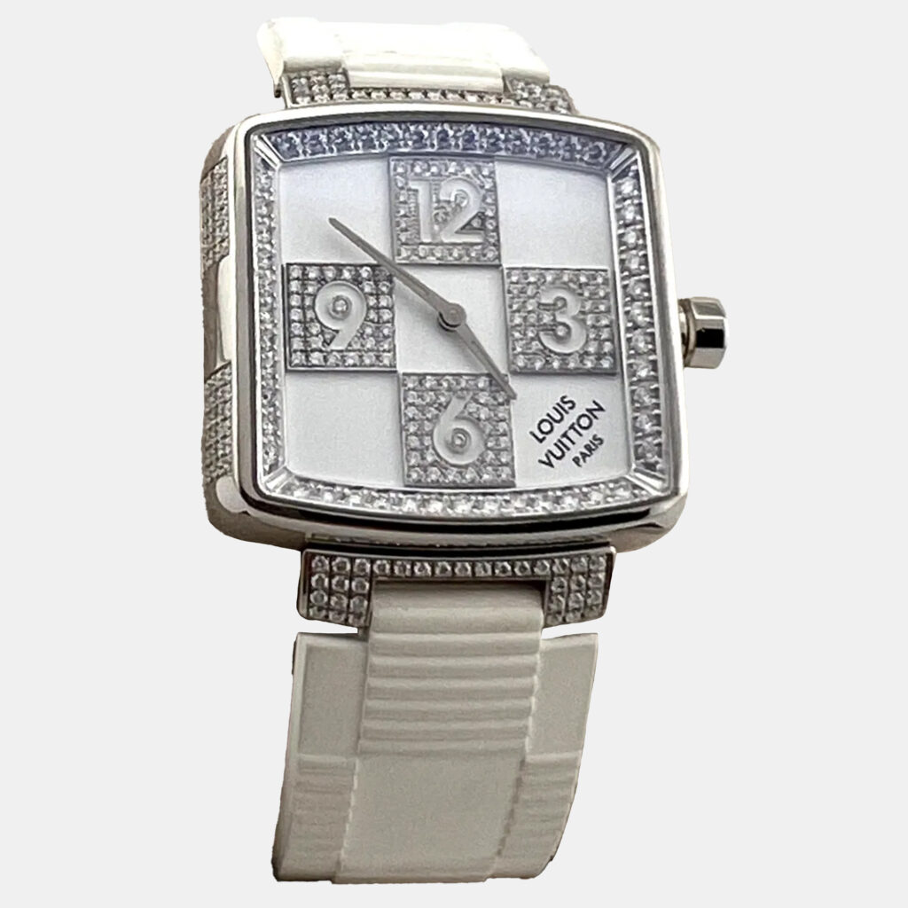 Louis Vuitton Damier Speedy Limited Edition Q231C Quartz White Gold Diamond Unisex Wristwatch 33 mm Louis Vuitton Damier Speedy Limited Edition Q231C Quartz White Gold Diamond Unisex Wristwatch 33 mm