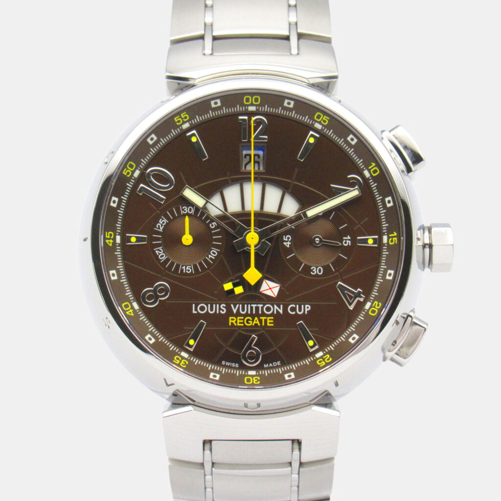 Louis Vuitton Tambour Q1021 Automatic Brown Stainless Steel Women's Wristwatch 43.5 mm Louis Vuitton Tambour Q1021 Automatic Brown Stainless Steel Women's Wristwatch 43.5 mm