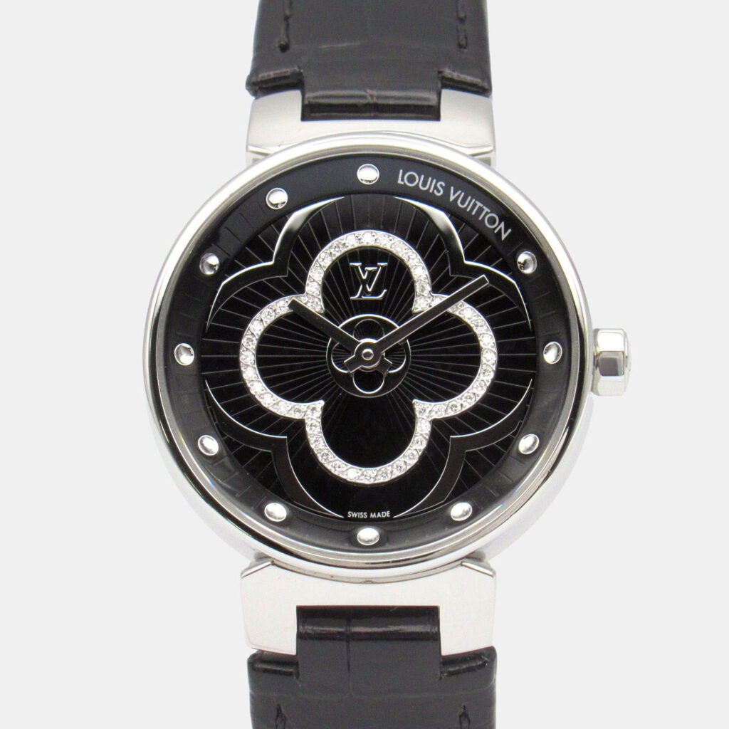 Louis Vuitton Tambour QA018Z Quartz Black Stainless Steel Women's Wristwatch 28 mm Louis Vuitton Tambour QA018Z Quartz Black Stainless Steel Women's Wristwatch 28 mm