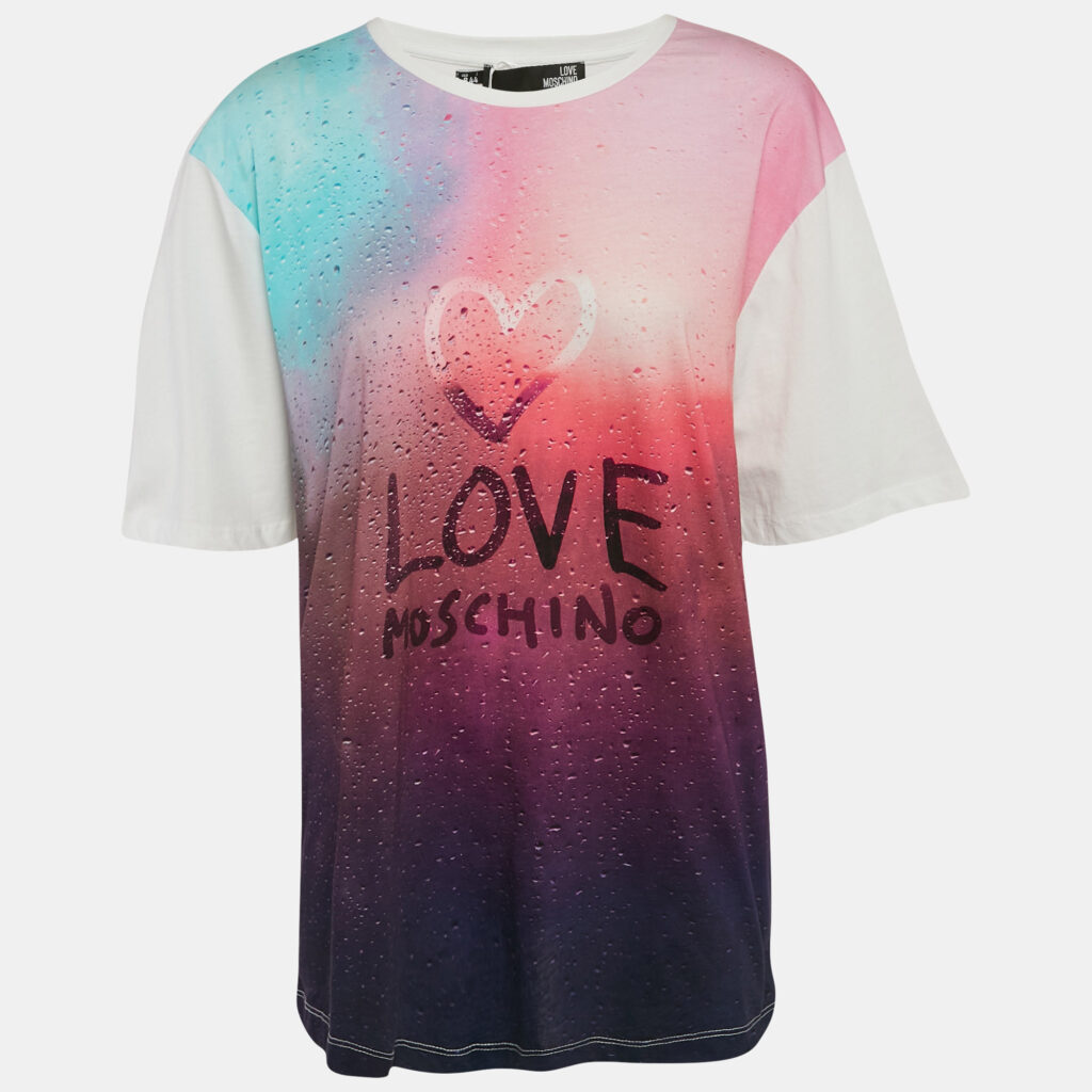 Love Moschino Pink Printed Jersey T-Shirt M