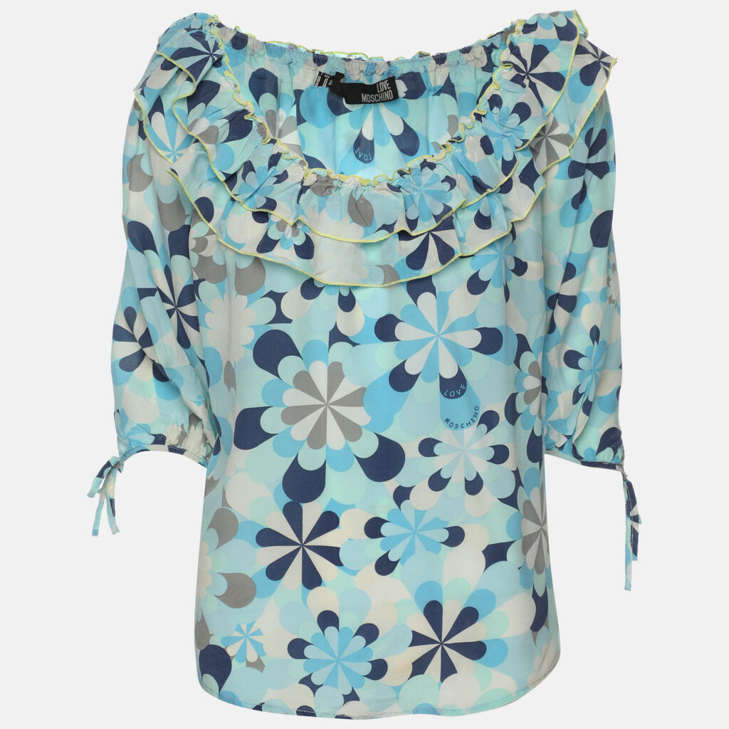 Love Moschino Multicolor Printed Silk Top M Love Moschino Multicolor Printed Silk Top M