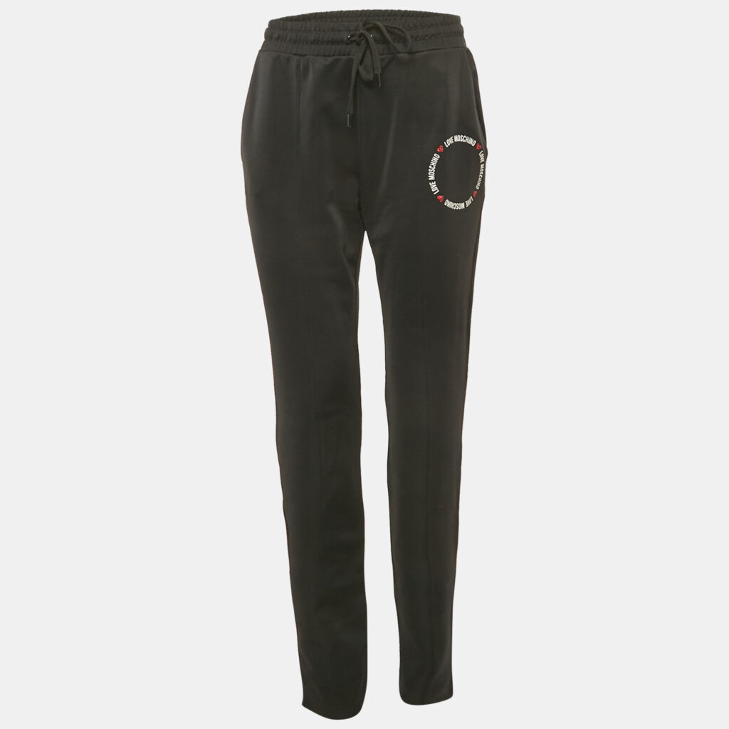 Love Moschino Black Logo Printed Jersey Track Pants M Love Moschino Black Logo Printed Jersey Track Pants M