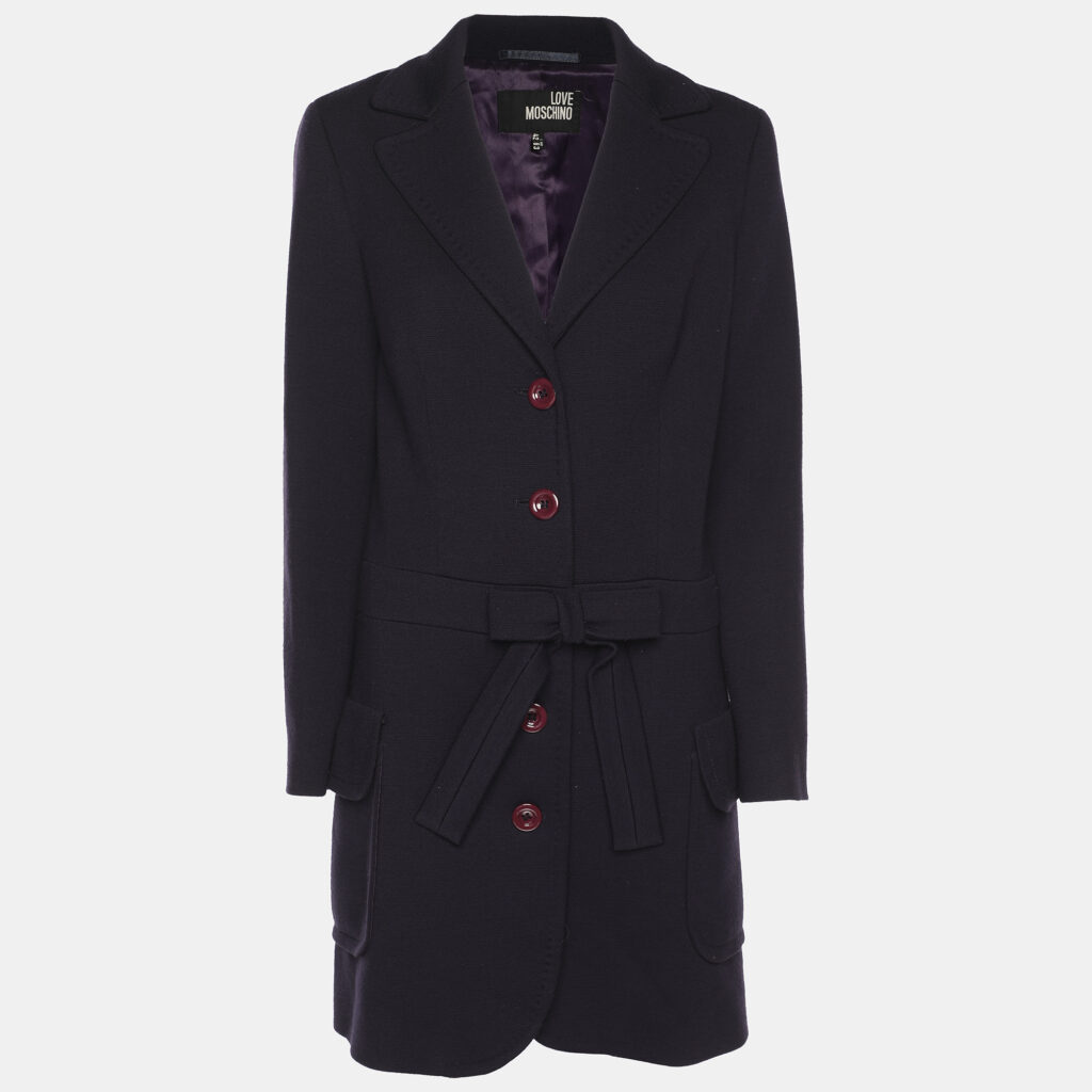 Love Moschino Dark Purple Bow Coats M
